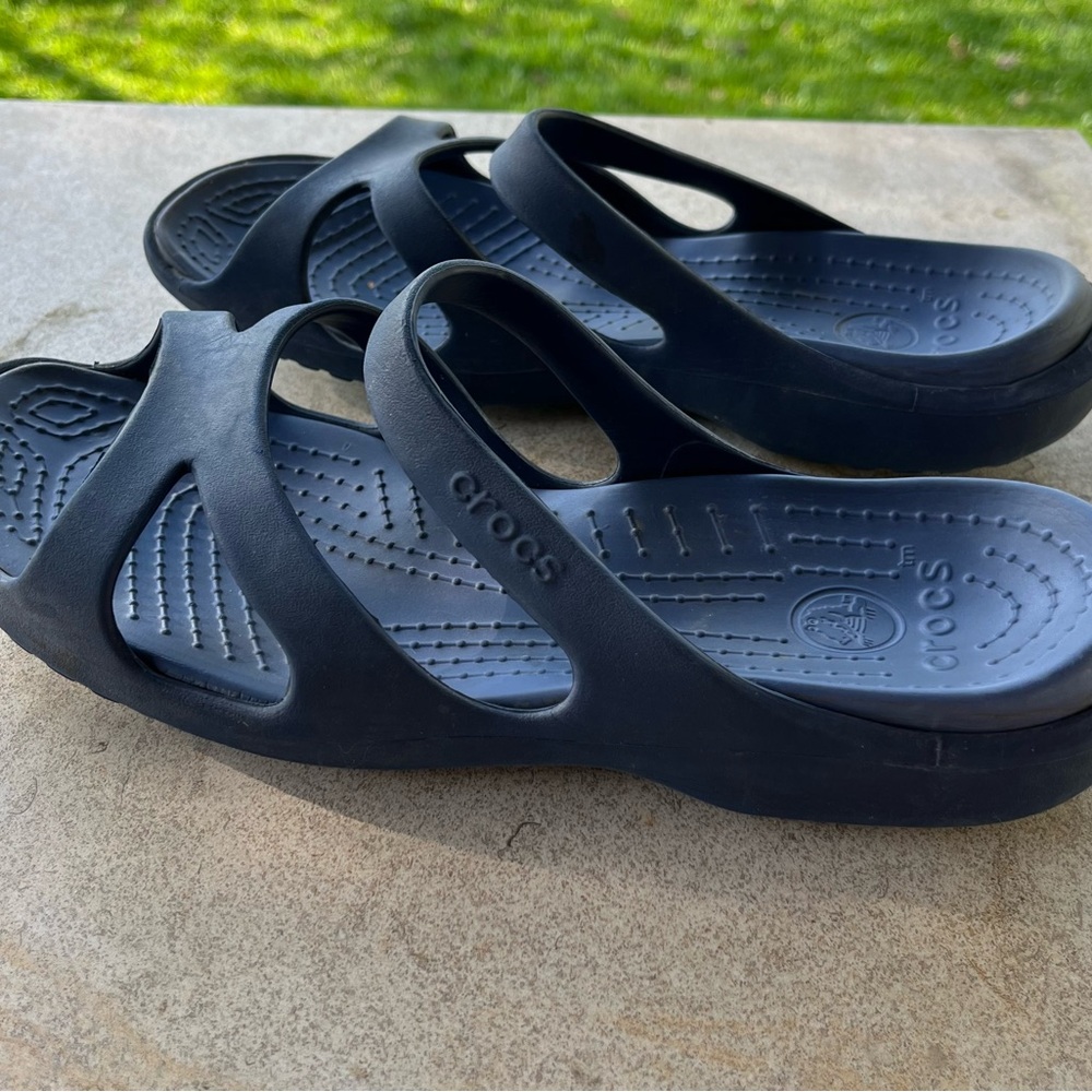 CROCS Women's Slide Sandals with Strap Detailing Navy Blue